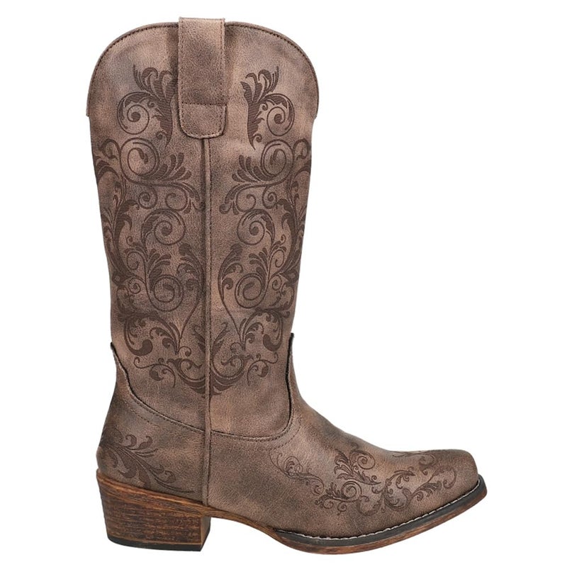ROPER Womens Tall Stuff Embroidery Snip Toe Casual Boots Mid Calf Low Heel 1-2" - Brown - Size 9 B - Image 1